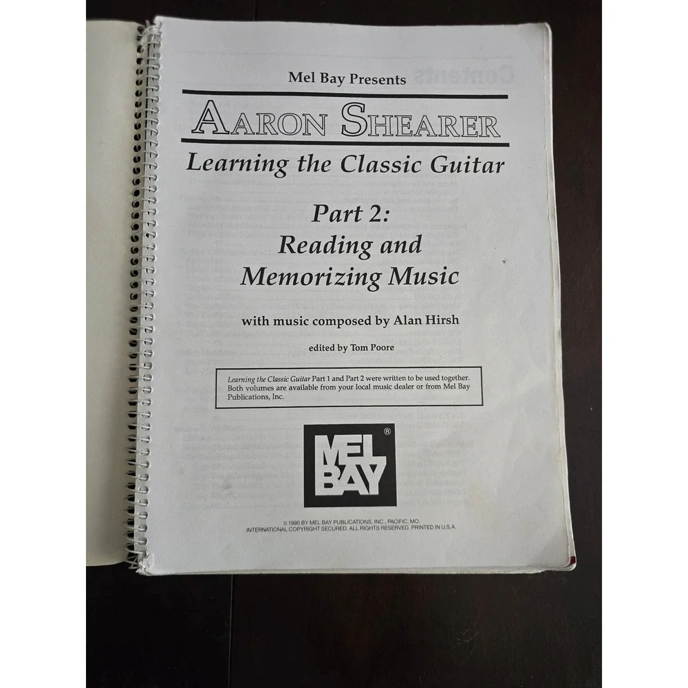 Aaron Shearer Learning Classic Guitar Part 2 Mel Bay MB94362 Spiral Bound Book